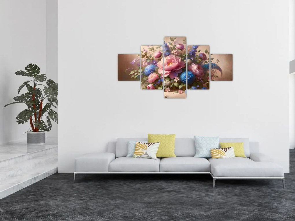 Obraz - Stół pełen kwiatów (125x70 cm)