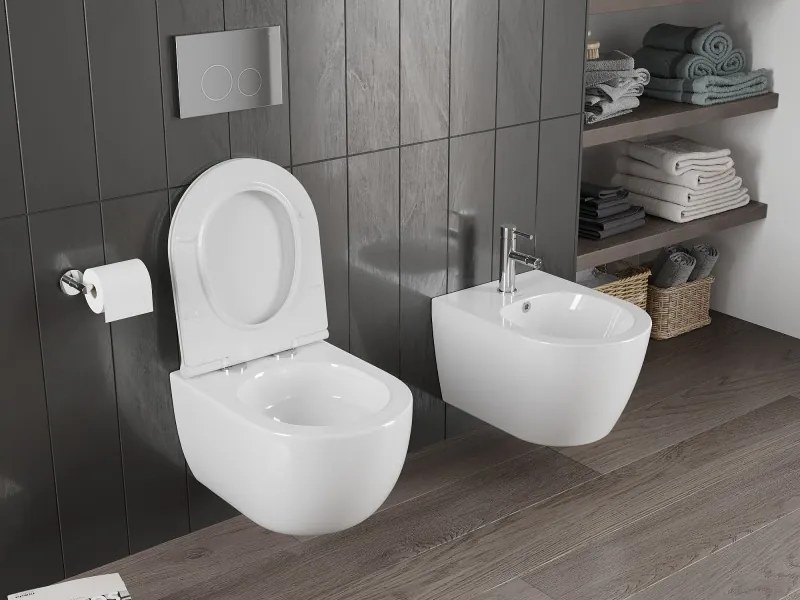 Mexen Carmen miska wc Rimless Tornado z deską wolnoopadającą slim, duroplast, biała połysk - 30880500T