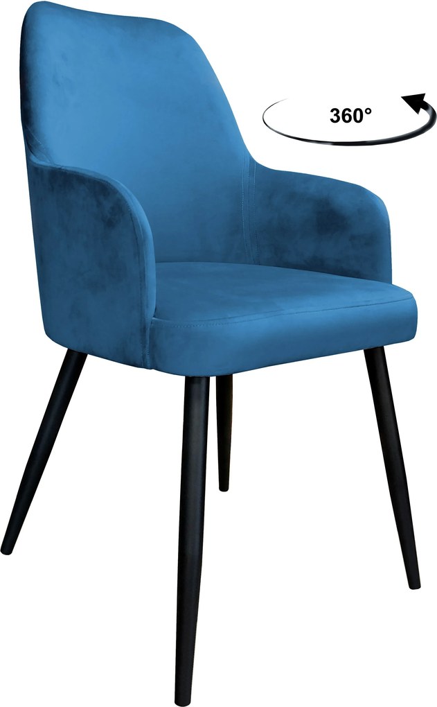 Krzesło WESTA tkanina Welur noga metalowa elegancki styl loftowy : Kolor nogi - Czarna stożek, Kolor tkaniny - VELVET - MG33, Typ siedziska - Siedzisko obrotowe 360°