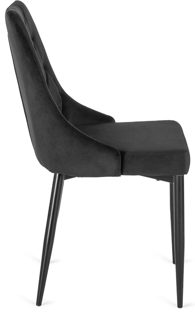 Zestaw Stół Okrągły LINO 100 cm Orzech/Czarny i 4 Krzesła Tapicerowane do Salonu CORK Czarne Welurowe Nowoczesne Loft