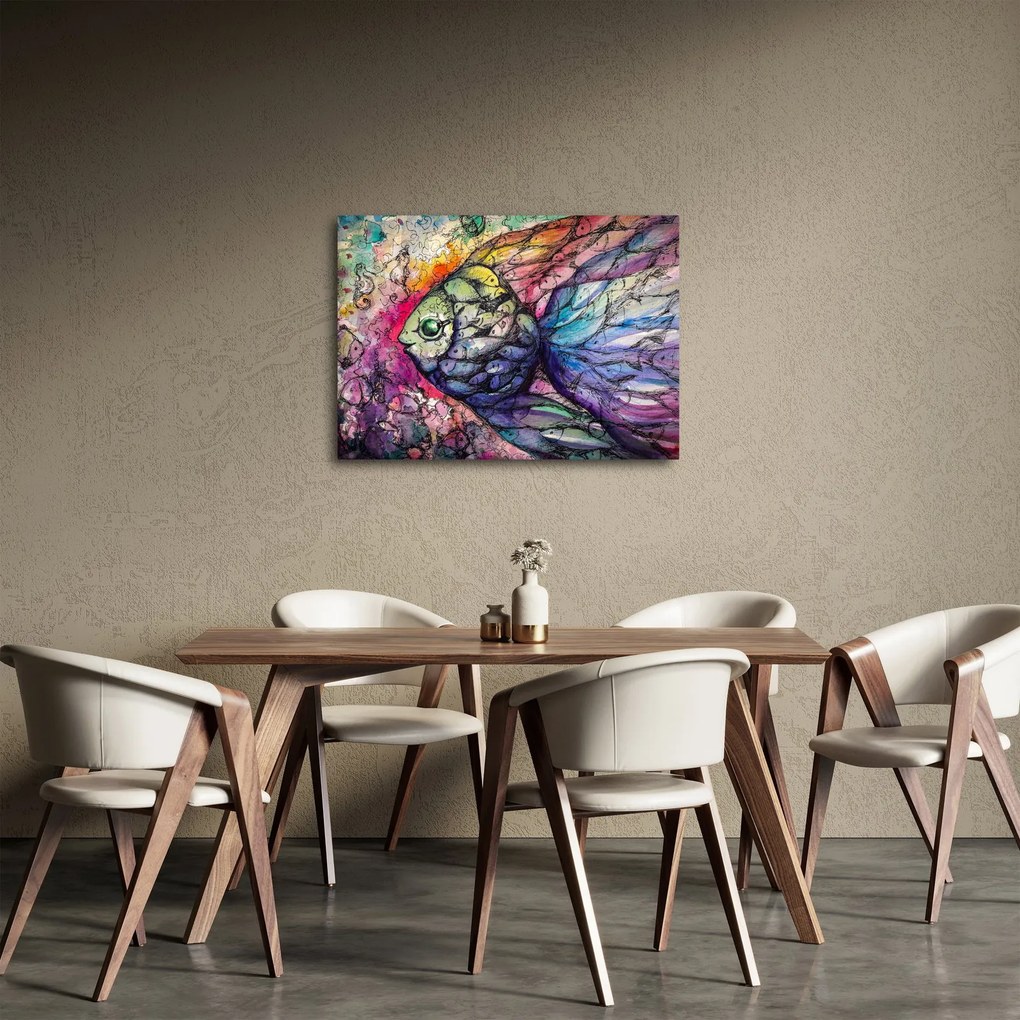 Obraz - Kolorowa rybka (70x50 cm)
