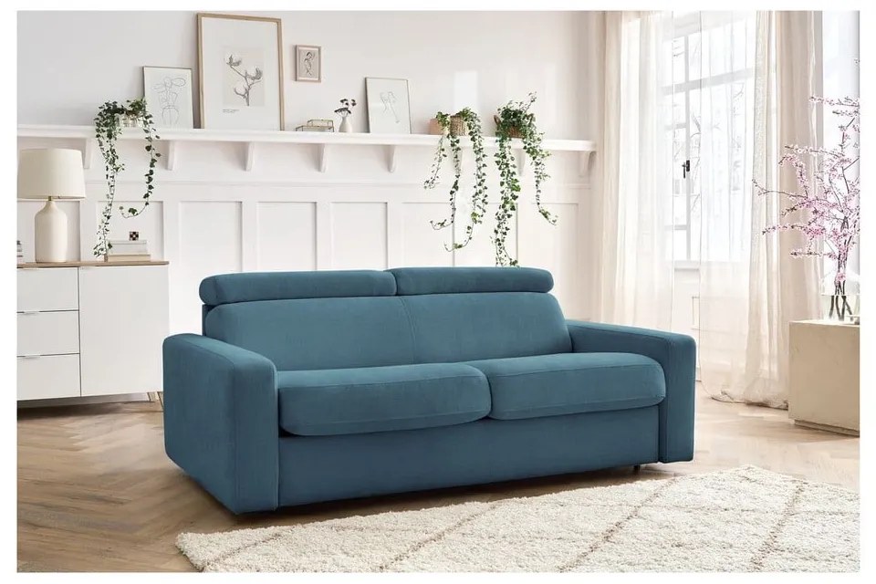 Niebieska rozkładana sofa 215 cm Monaco – Bobochic Paris