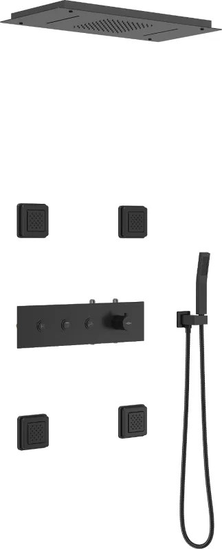 Mexen Soler zestaw prysznicowy podtynkowy, czarny - 7601-04-70