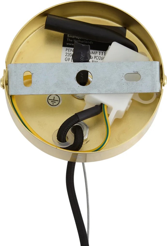 Lampa wisząca Art Deco mosiężna z bursztynowym szkłem 6-punktowa - Ryan