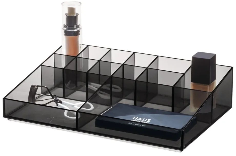 Organizer łazienkowy na kosmetyki z plastiku z recyklingu w kolorze matowej czerni Cosmetic Station – iDesign