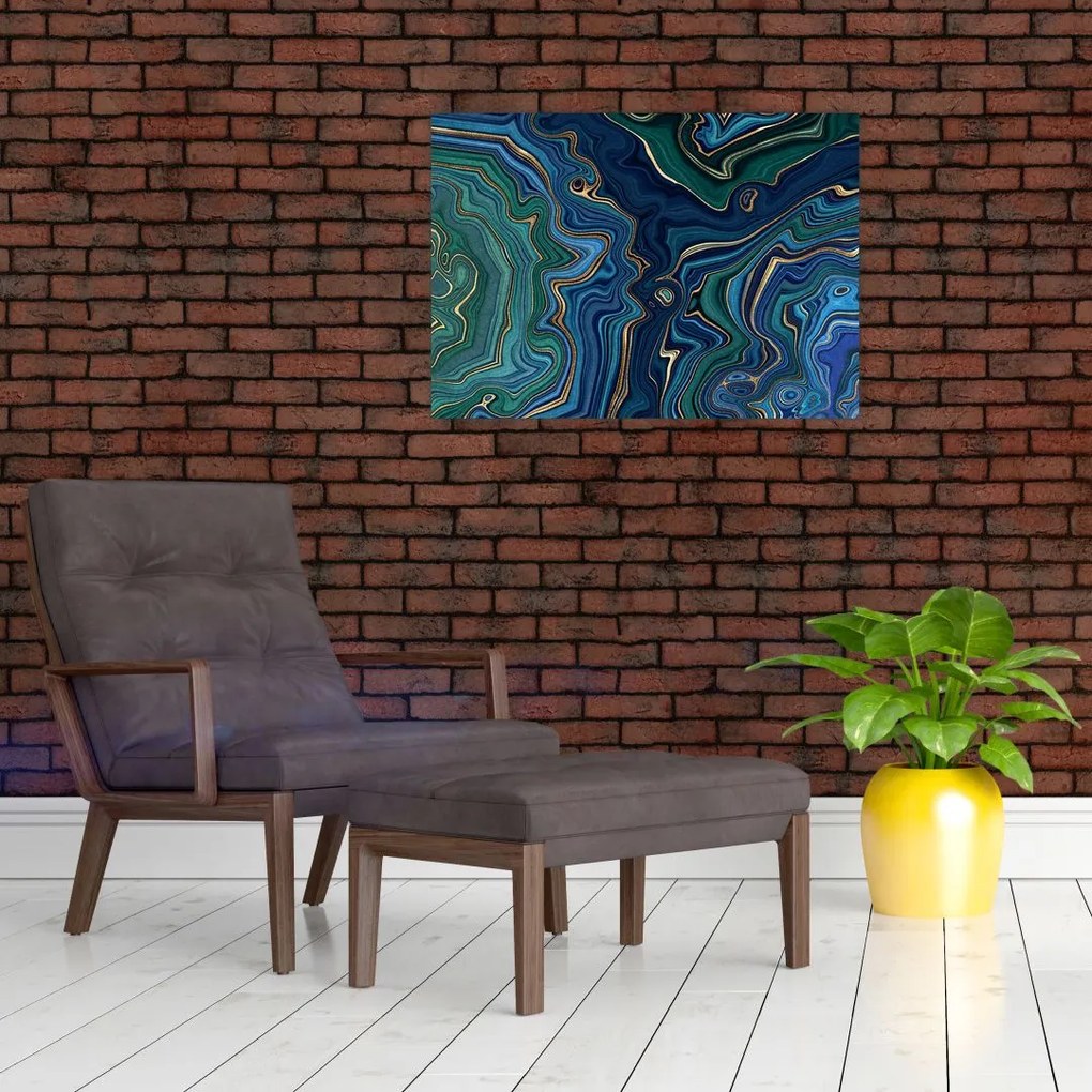 Obraz na szkle - Zielono - niebieski marmur (70x50 cm)
