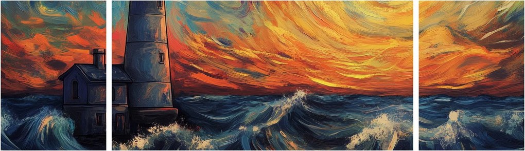 Obraz - Latarnia morska w falach (170x50 cm)
