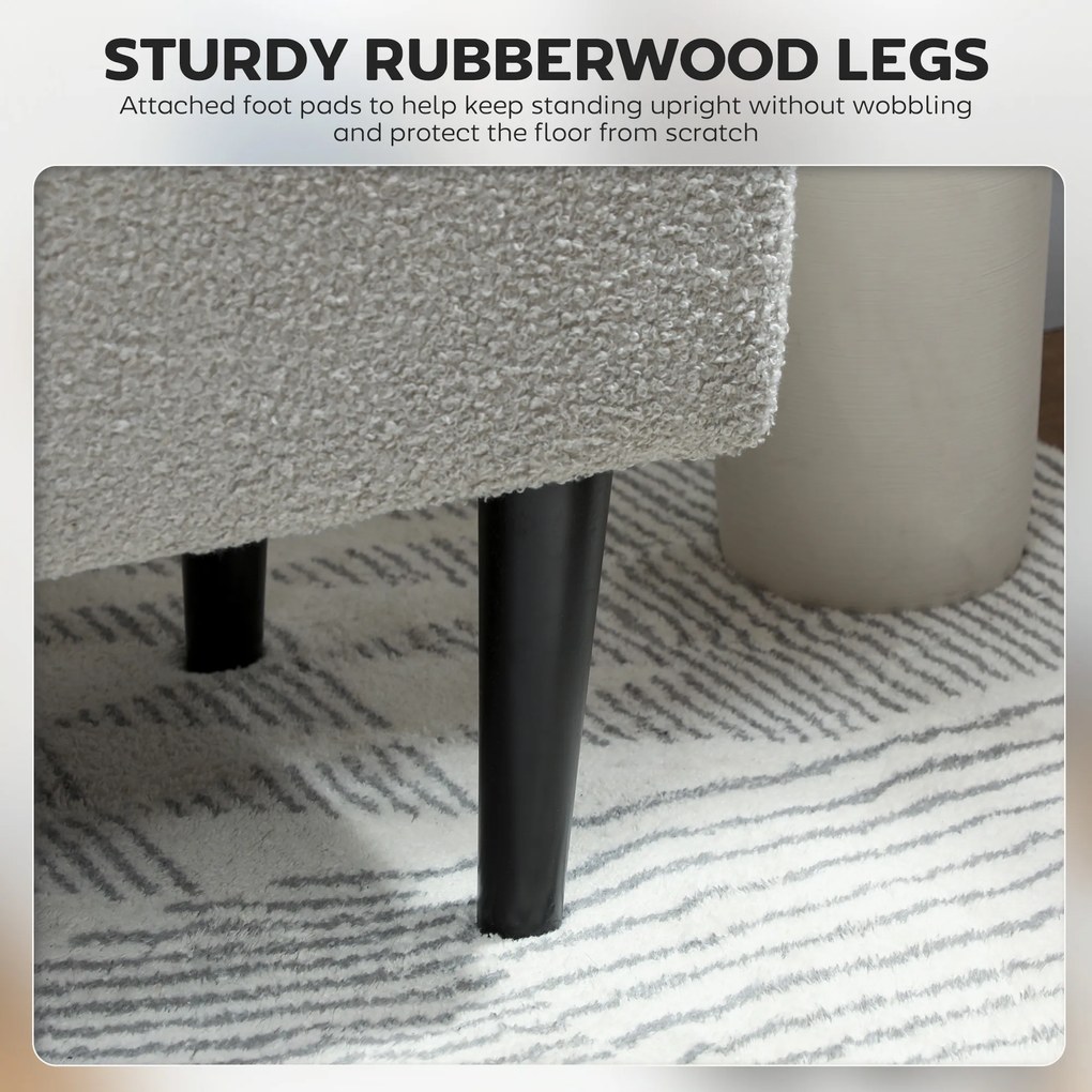 HOMCOM Ławka do Siedzenia z Przestrzenią do Przechowywania, do 120kg, Wygląd Aksamitu, 95x38x45cm, Szara