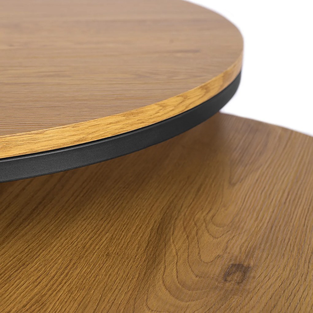 Zestaw Stolików Kawowych DELIA MAX 60 cm/80 cm Dąb Złoty Nowoczesny Loft