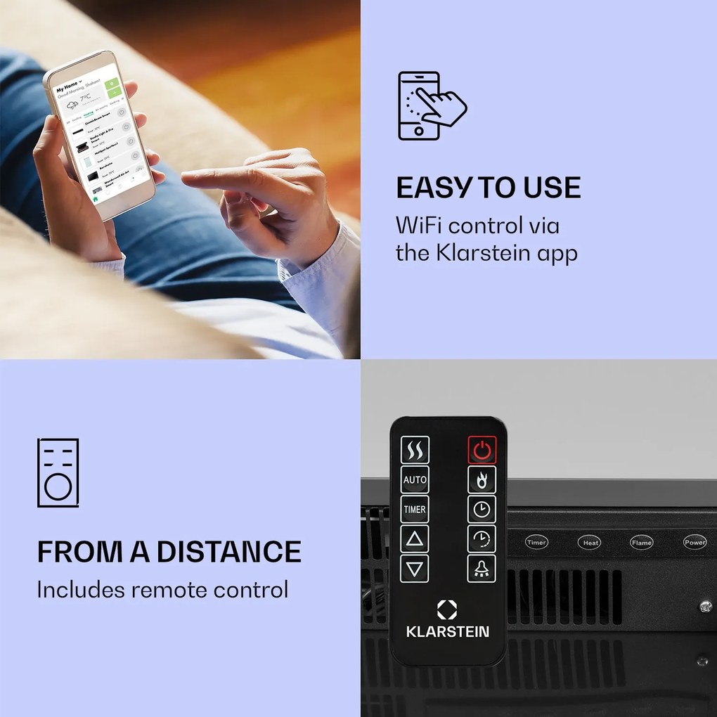 Klarstein Studio LightFire Smart 2000W Kominek Elektryczny Dekoracyjny Biały