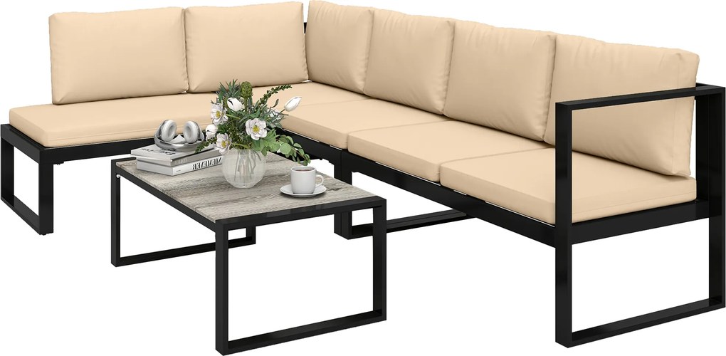 Outsunny gartenlounge loungeset ecklounge terrassenlounge loungesofa gartengarnitur | Aosom PL