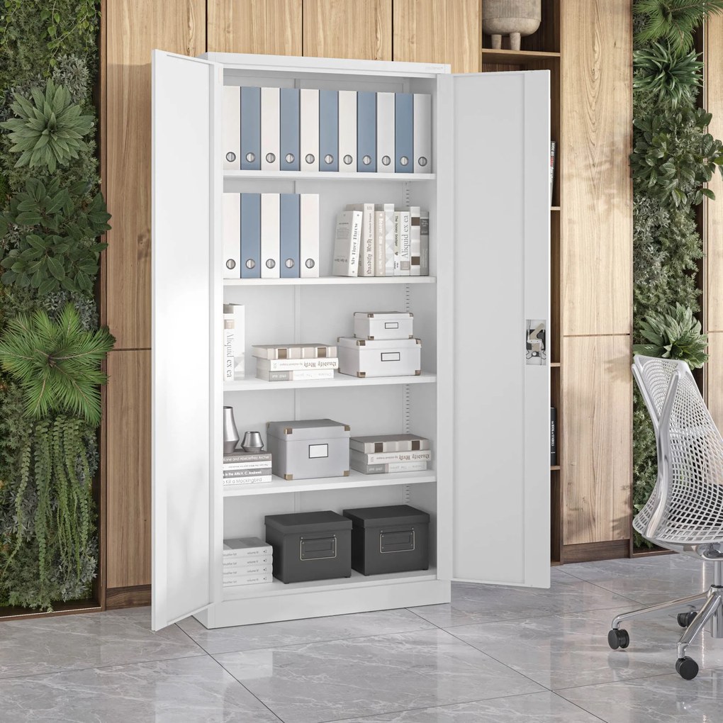 Szafa na dokumenty biurowa metalowa szara: JAN H, 900 x 1950 x 400 mm