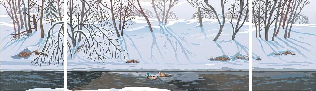 Obraz - Lis w zimowym krajobrazie (170x50 cm)
