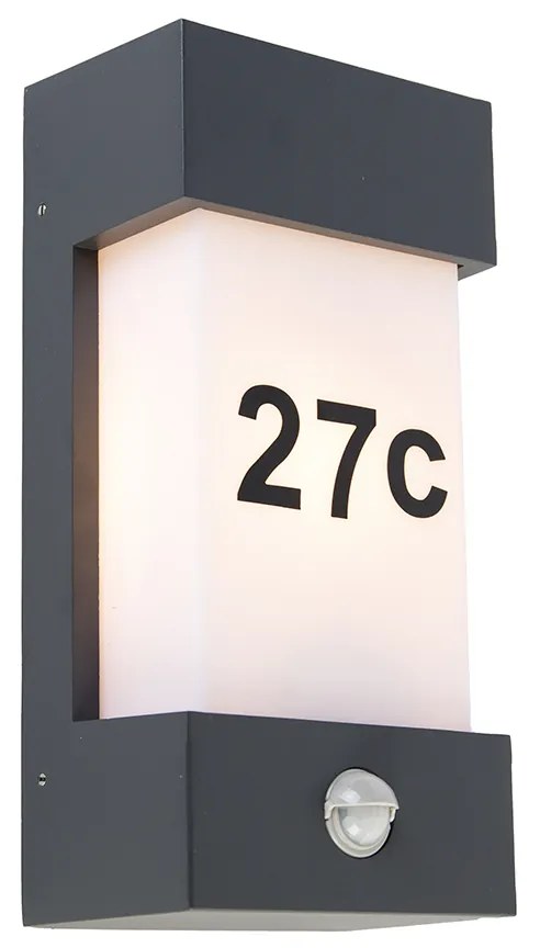 Zewnetrzna Kinkiet / Lampa scienna zewnętrzny ciemnoszary IP54 czujnik ruchu - Tide Nowoczesny Oswietlenie zewnetrzne