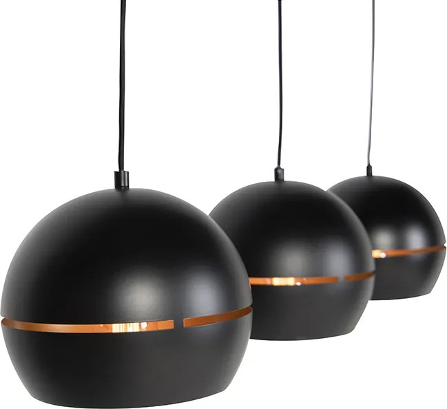 Inteligentna lampa wisząca czarna ze złotym wnętrzem 3-źródła światła z Wifi ST64 - Buell