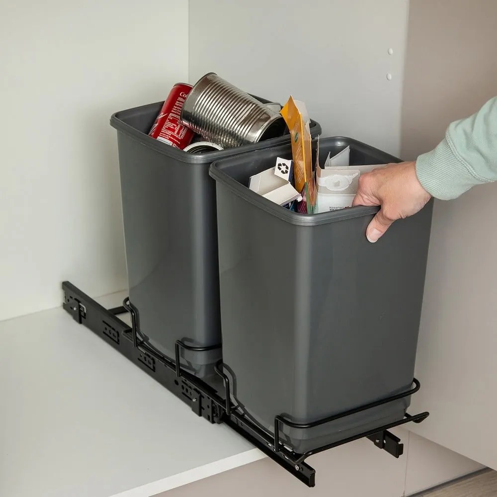 Zestaw 2 szarych koszy na śmieci Addis In-Cupboard Bin, 10 l