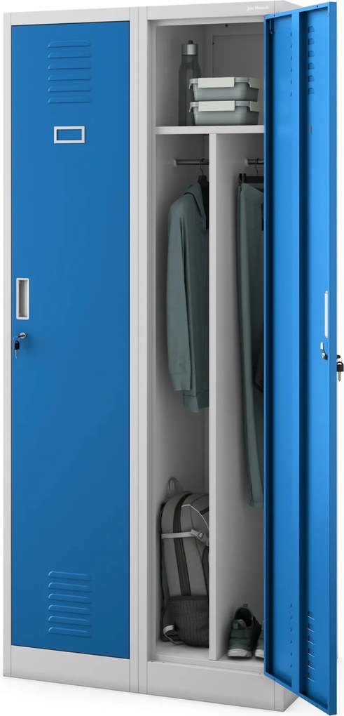 Szafa socjalna czterokomorowa Kacper 80x50x180 cm szary/niebieski