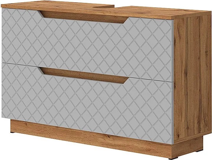 Szafka na wannę dąb/szary ze strukturą płytek 99.4x32x62.5 lotta