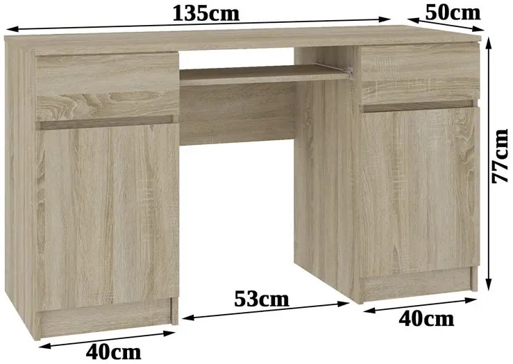 Komputerowe biurko dąb sonoma - Ingmar 2X
