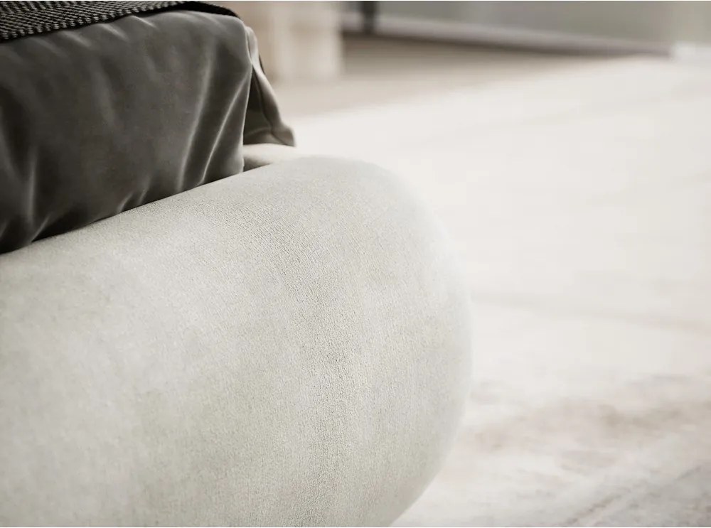 Kremowe tapicerowane łóżko dwuosobowe ze schowkiem i stelażem 160x200 cm Maumere – Maison de Rêve