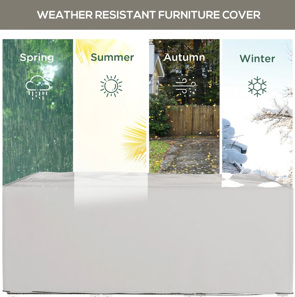 Outsunny Pokrowiec na meble ogrodowe, wodoodporny, przeciwsłoneczny, osłona ochronna 600D Oxford 210 x 140 x 80 cm, szary | Aosom PL
