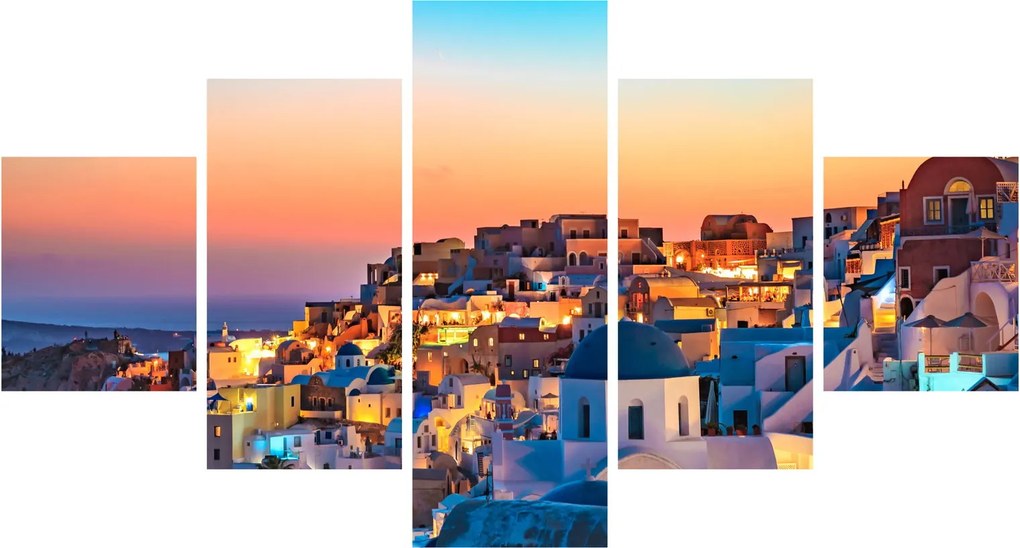 Obraz - Santorini o zmierzchu (125x70 cm)