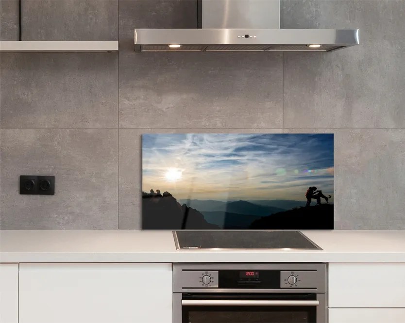 Panel Kuchenny Szklany Człowiek i Pies w Górach