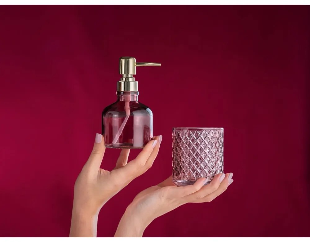 Ciemnoróżowy szklany dozownik do mydła 200 ml Atessa – Wenko