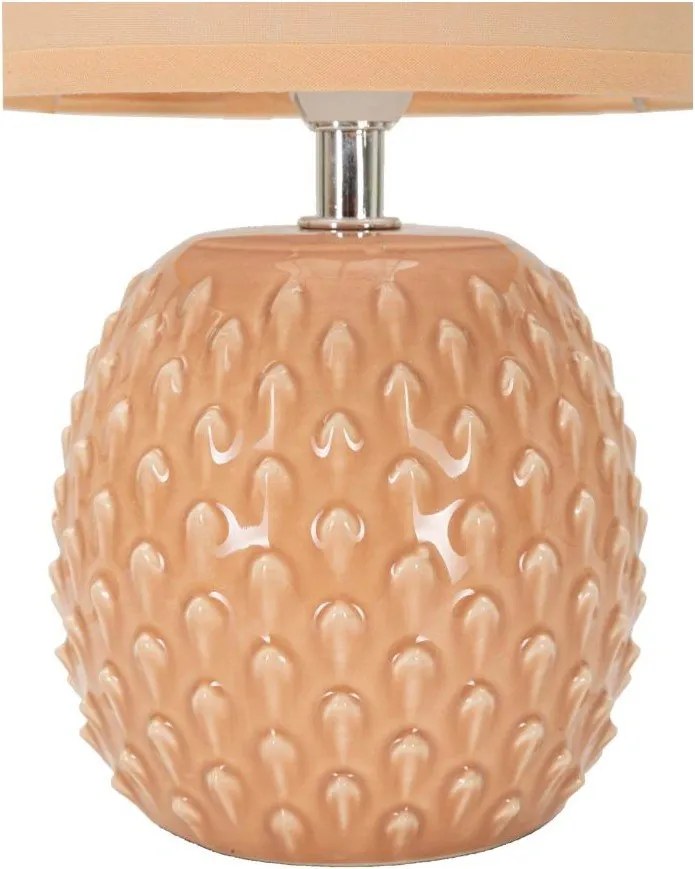 Brzoskwiniowa lampa stołowa ceramiczna z tekstylnym kloszem (wysokość 27 cm) Pontus – Mauro Ferretti