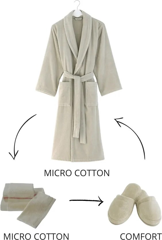 Unisex szlafrok MICRO COTTON Jasnobeżowy XXL