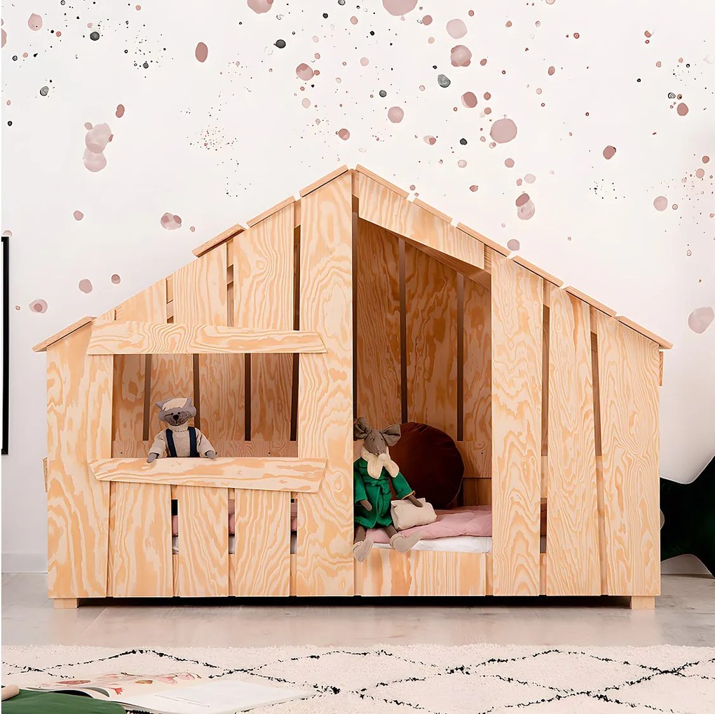 Łóżko dziecięce domek FRED 90x200 sosna
