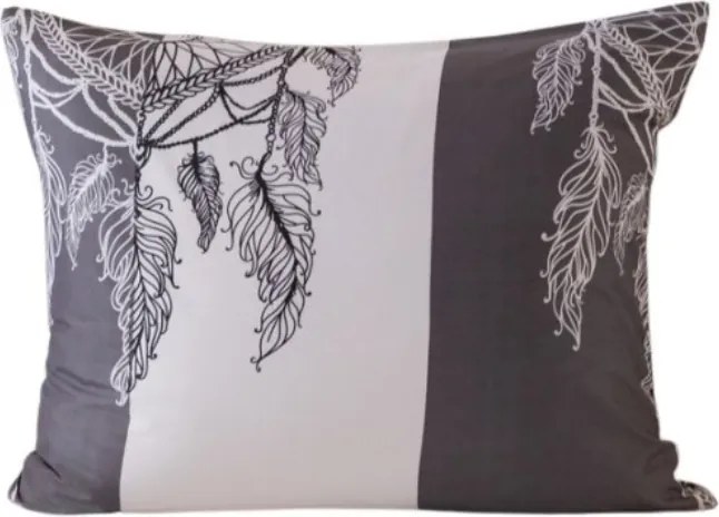 Flanelowa poszewka na poduszkę TIRSO 50x70 cm, szaro-biała