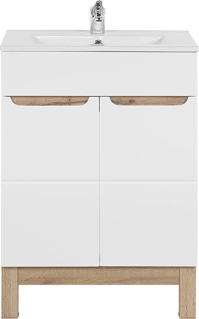 Stojąca szafka z umywalką wpuszczaną Bali 60 cm, biała