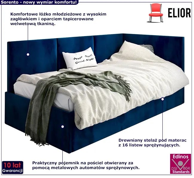 Granatowy tapczan z pojemnikiem K5-L54