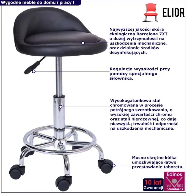 Czarny tapicerowany taboret obrotowy R1-H55