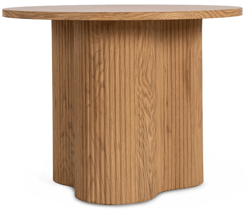 Stolik Kawowy ARION 60 cm Okrągły Dąb z Ryflami Nowoczesny Loft