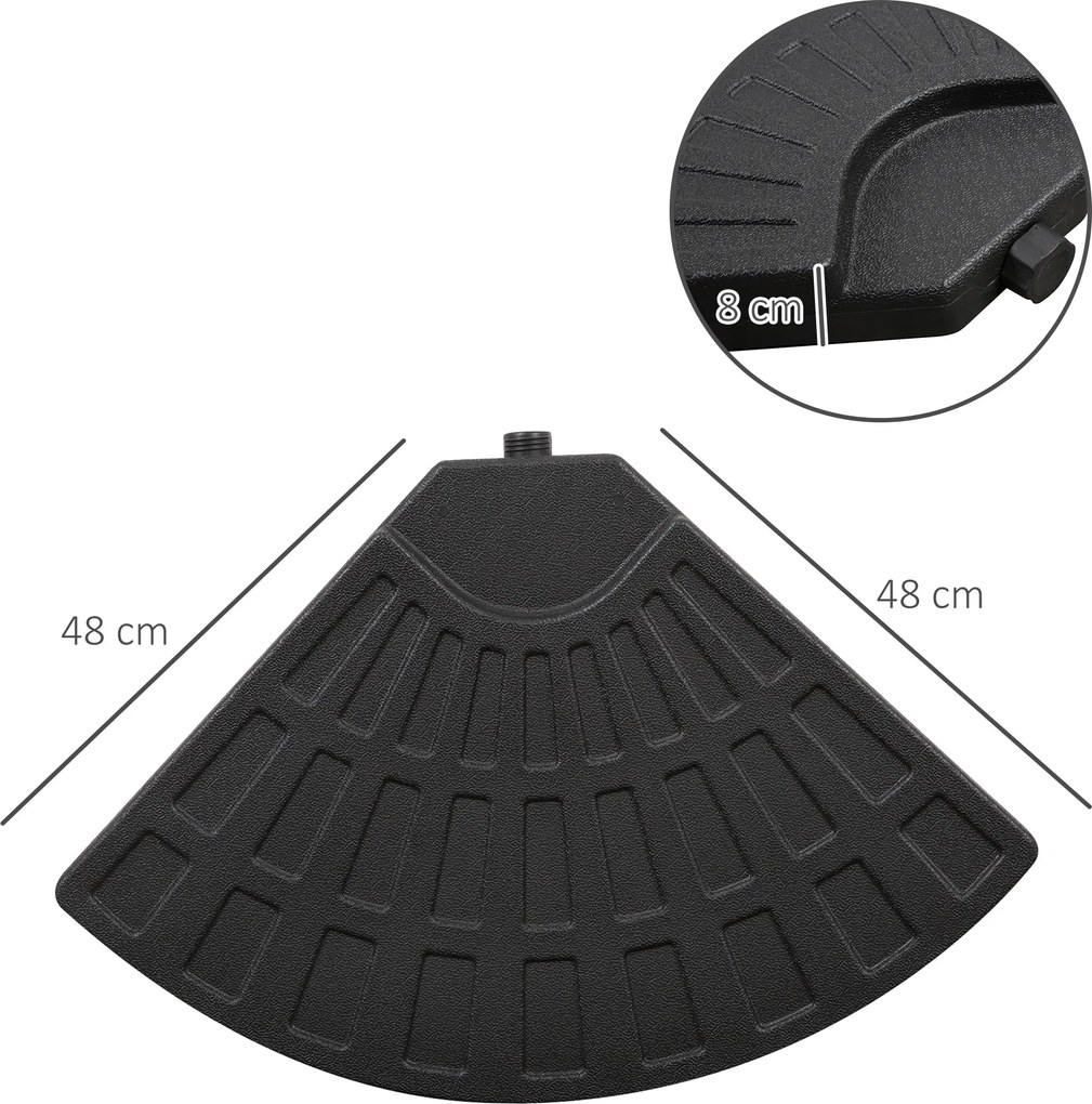Outsunny 4-cz. Masa parasola może być wypełniona wodą 52 kg lub piaskiem 68 kg