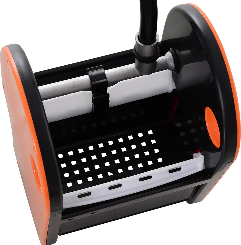 HOMCOM Mobilny Wiadro do Mopa z Wyciskarką, 26 L, Tworzywo Sztuczne, Kolor Pomarańczowy