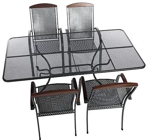 Metalowy zestaw ogrodowy PROVENCE I. 1 + 4 Stół prostokątny 145x90 cm (CT0309)