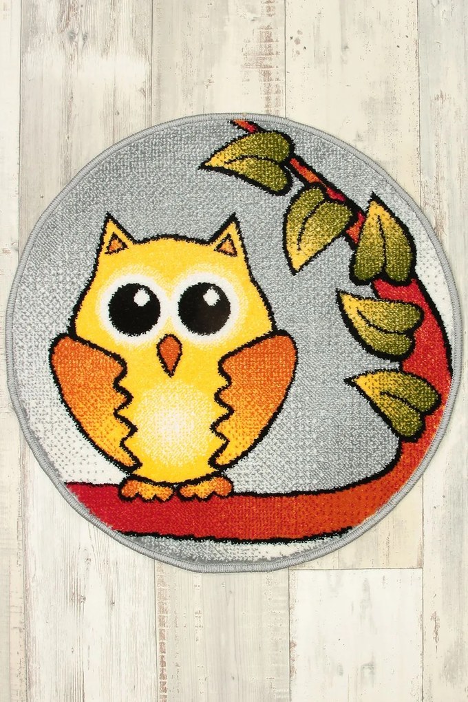 Dywan Koloreo Radosna Sówka szary - sowa 080x080 Koło