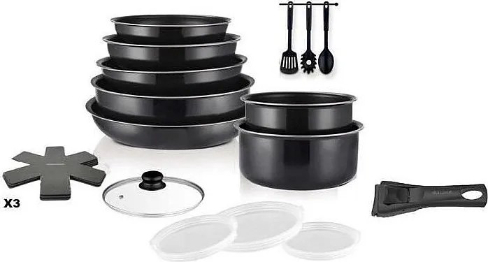 Zestaw garnków ART & CUISINE AC1824 - 18 elementów z powłoką nieprzywierającą, do wszystkich rodzajów kuchenek, w tym indukcyjnych