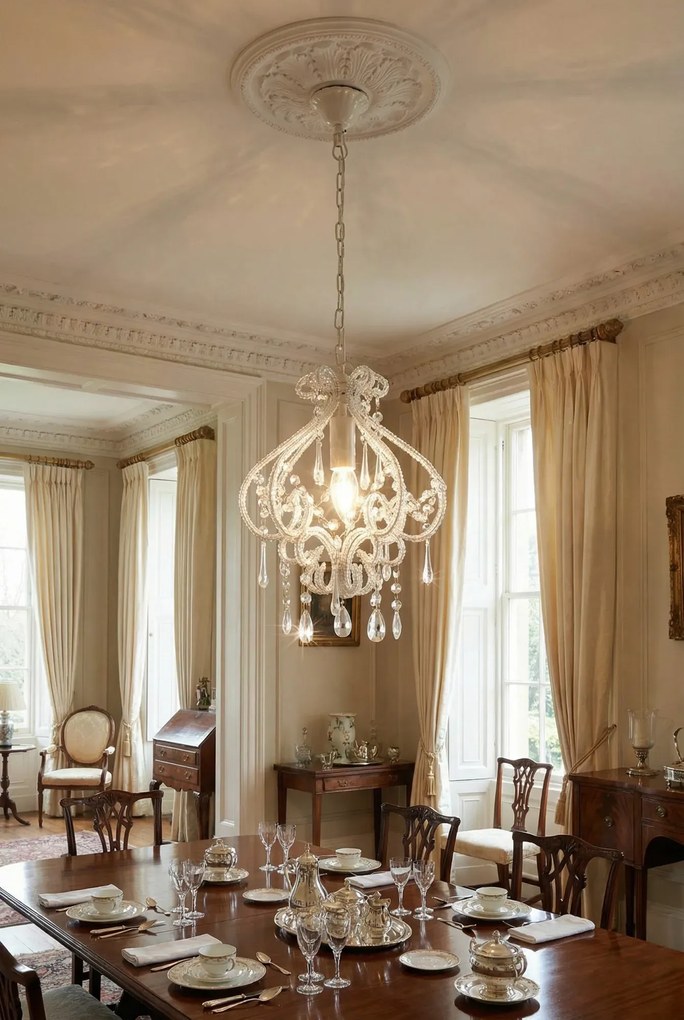 Biała lampa sufitowa z koralikami - EX168 T6-T98