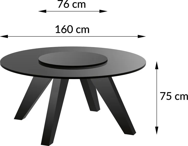 Okrągły stół z obrotowym blatem Rotante 160 Hubertus połysk