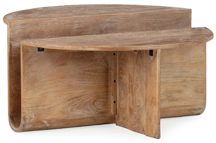 Okrągły stolik z litego drewna mango w ciemnym naturalnym kolorze ø 80 cm Divya – MOME