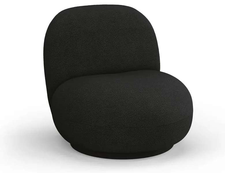 Czarny fotel z materiału bouclé Chuck – Micadoni Home