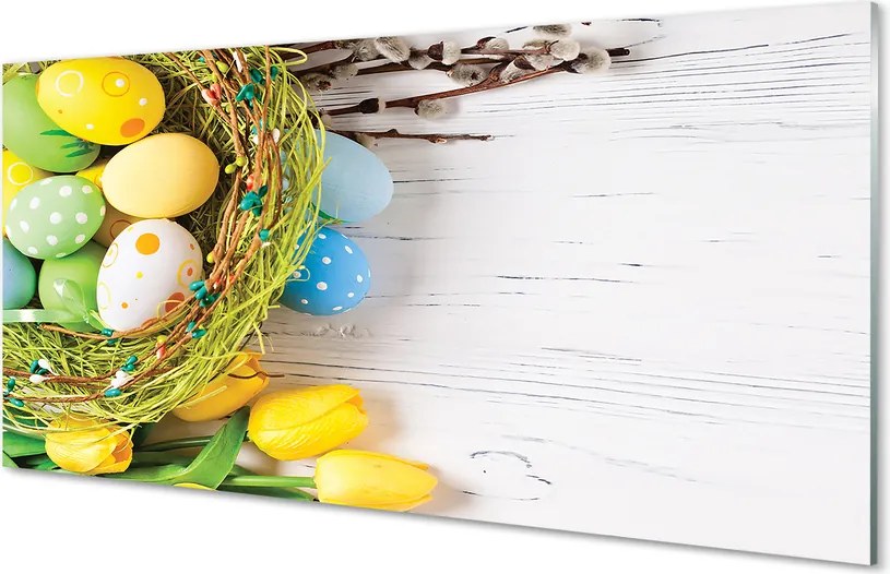 Szklany Panel Wiosenny Koszyczek z Baziami