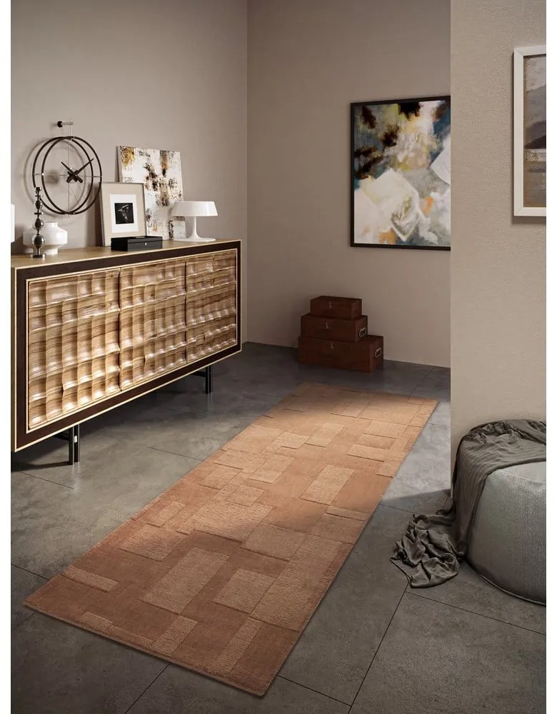 Brązowy wełniany chodnik tkany ręcznie 80x250 cm Wilhelmine – Villeroy&amp;Boch