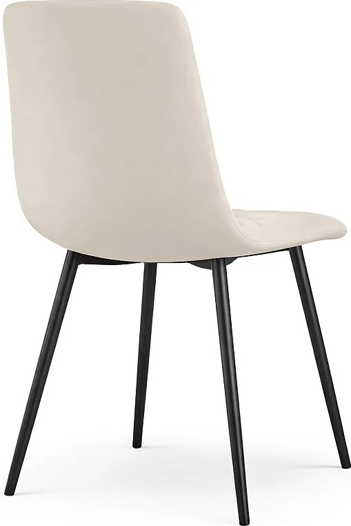 8x Welurowe krzesło tapicerowane pikowane Beżowe NERO Czarne nogi
