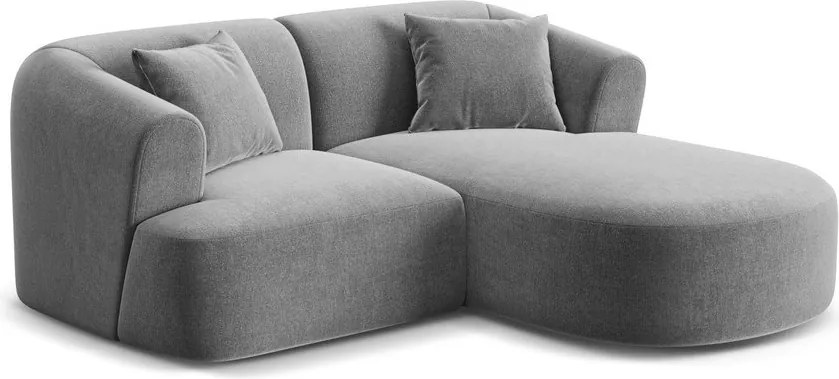 Jasnoszary aksamitny narożnik (prawostronny/z szezlongiem) Campi – Cosmopolitan Design