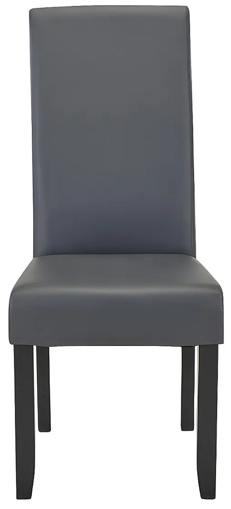 Komplet 6 krzeseł ROVIGO - Szara ekoskóra mat - Czarne drewniane nogi